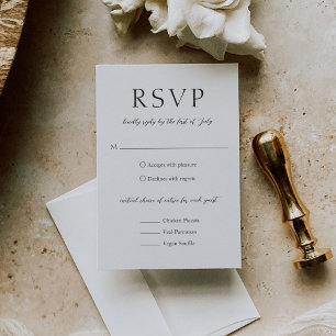 Ramona Black and White Minimal Elegant Wedding RSVP Card
