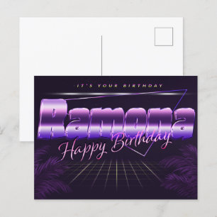 Ramona Name Vorname lila Postkarte Geburtstag Postcard