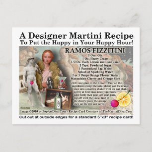 Ramos Fizz Martini Recipe Postcard