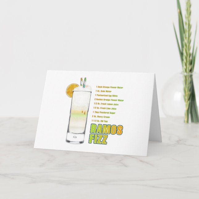 Ramos Gin Fizz Cocktail Recipe Art Card (Front)