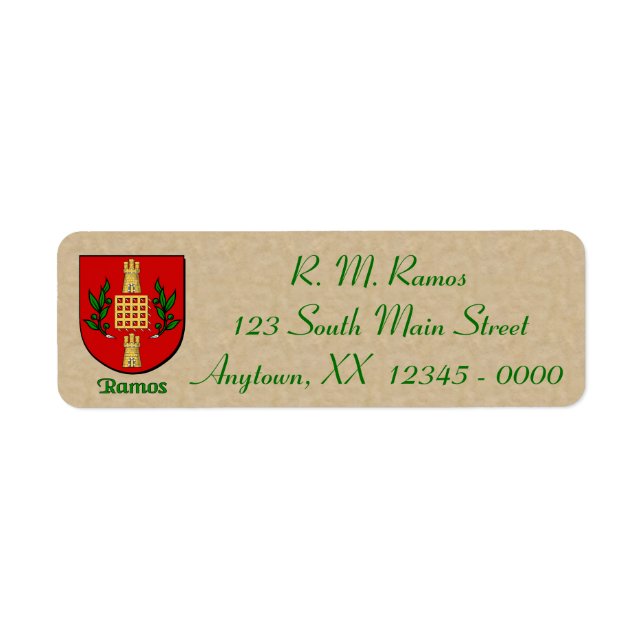 Ramos Heraldic Shield Return Address Label (Front)