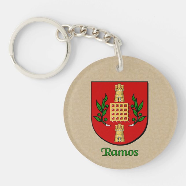Ramos Historical Shield with Flag of Mexico Key Ring (Front)