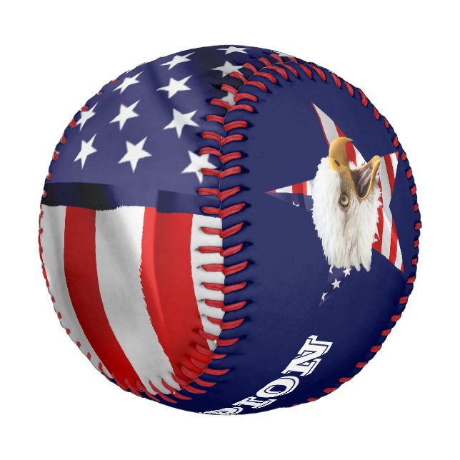 Rampant Bald Eagle, The American Flag, Star Baseball (Angled)