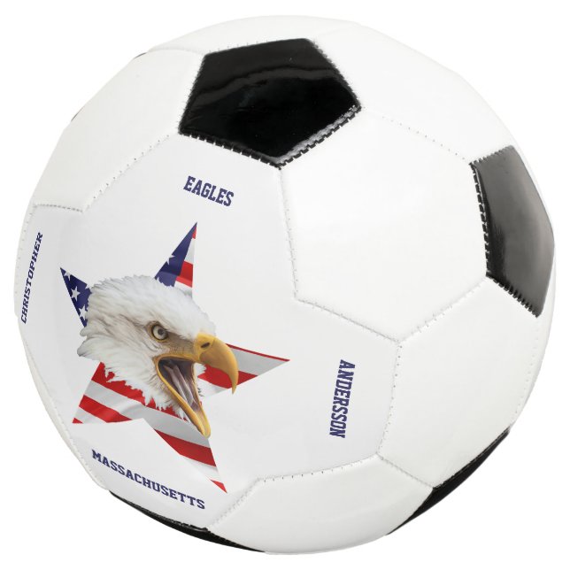 Rampant Bald Eagle, The American Flag, Star Soccer Ball (Three Quarter)