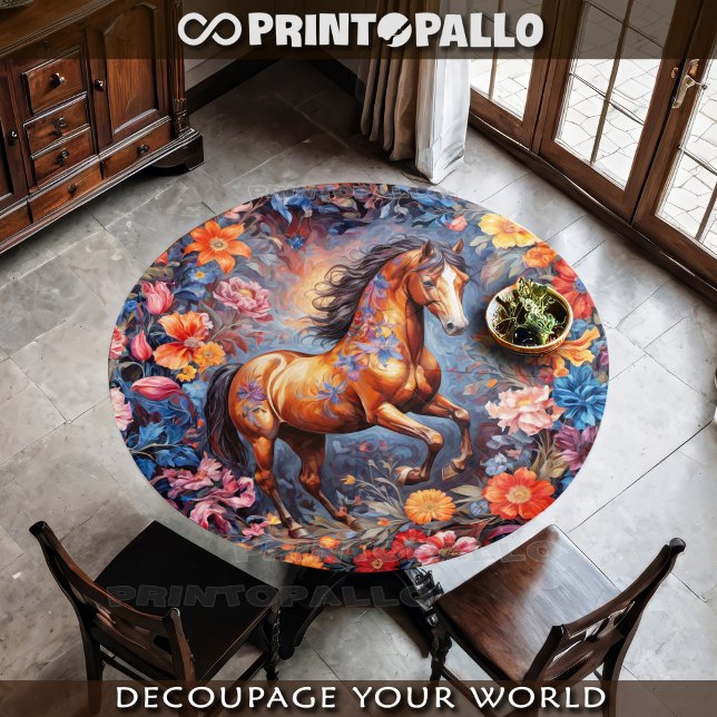 Rampant brown colt in flowers tissue paper (Creator Uploaded)