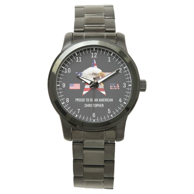 Rampant Eagle, The American Flag, Patriotic Watch (Front)