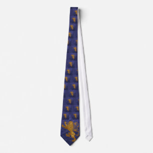 Rampant Lion - gold on blue Tie