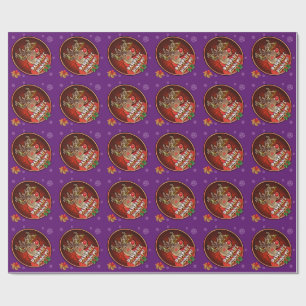 Rampant Rudolph glossy wrapping paper purple