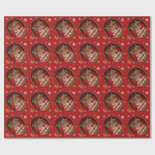 Rampant Rudolph glossy wrapping paper reds