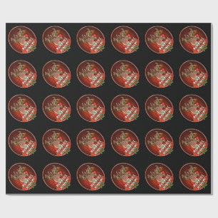 Rampant Rudolph husband glossy wrapping paper red