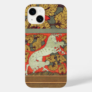 RAMPANT WHITE HORSE,TREES IN WOODLAND Art Nouveau Case-Mate iPhone 14 Case