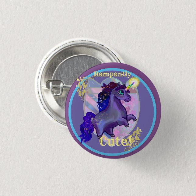 Rampantly Cute Unicorn  3 Cm Round Badge (Front & Back)