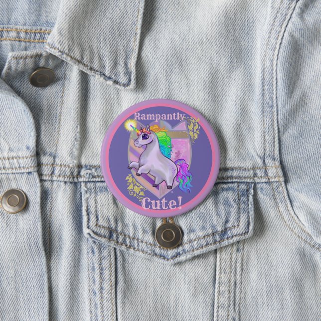 Rampantly Cute Unicorn 7.5 Cm Round Badge (In Situ)