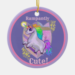 Rampantly Cute Unicorn Ceramic Ornament