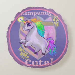 Rampantly Cute Unicorn Round Cushion