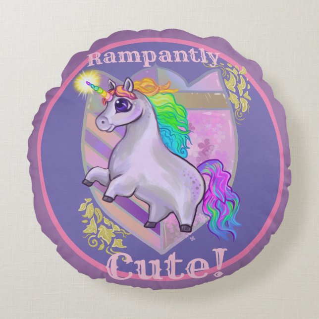 Rampantly Cute Unicorn Round Cushion (Front)