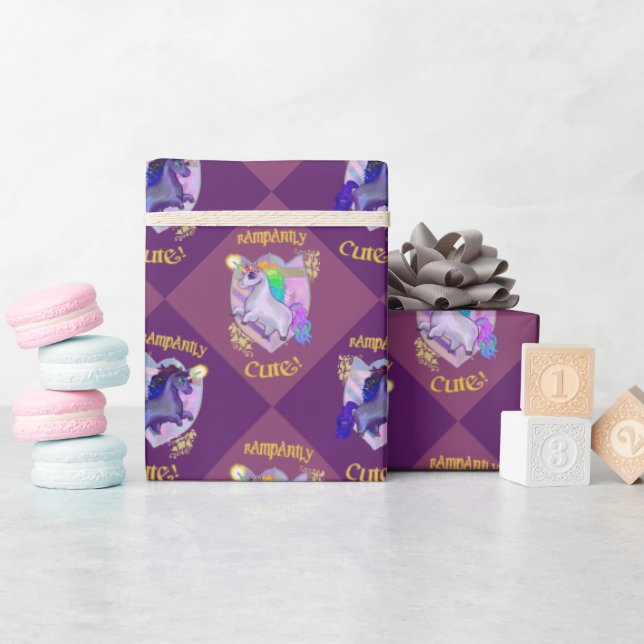 Rampantly Cute Unicorn Wrapping Paper (Baby Shower)
