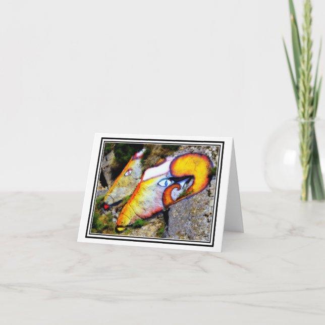 Rams! Rock Art Near Orgosolo, Sardinia Card (Front)