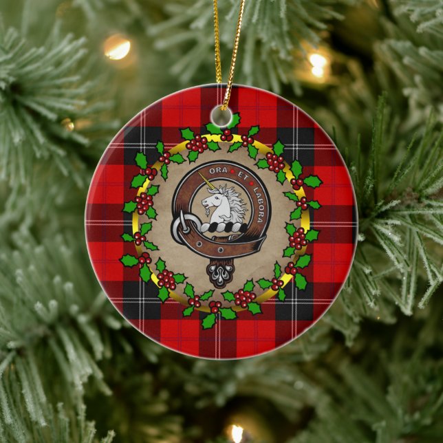 Ramsay Clan Badge & Tartan Personalised Christmas Ceramic Ornament (Tree)