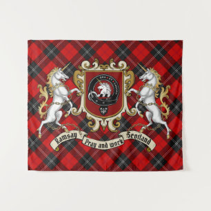 Ramsay Clan Badge & Unicorns w/Tartan  Tapestry