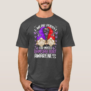 Ramsay Hunt Syndrome Awareness Gnome Wear Purple T-Shirt