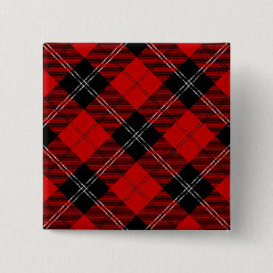 Ramsay tartan red black plaid 15 cm square badge