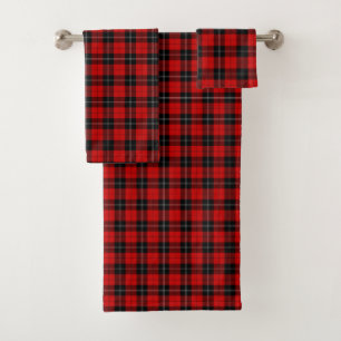 Ramsay tartan red black plaid bath towel set