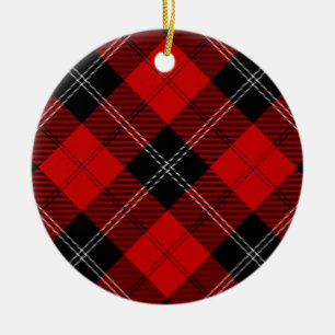 Ramsay tartan red black plaid ceramic tree decoration
