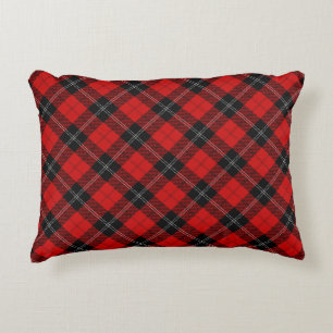 Ramsay tartan red black plaid decorative cushion