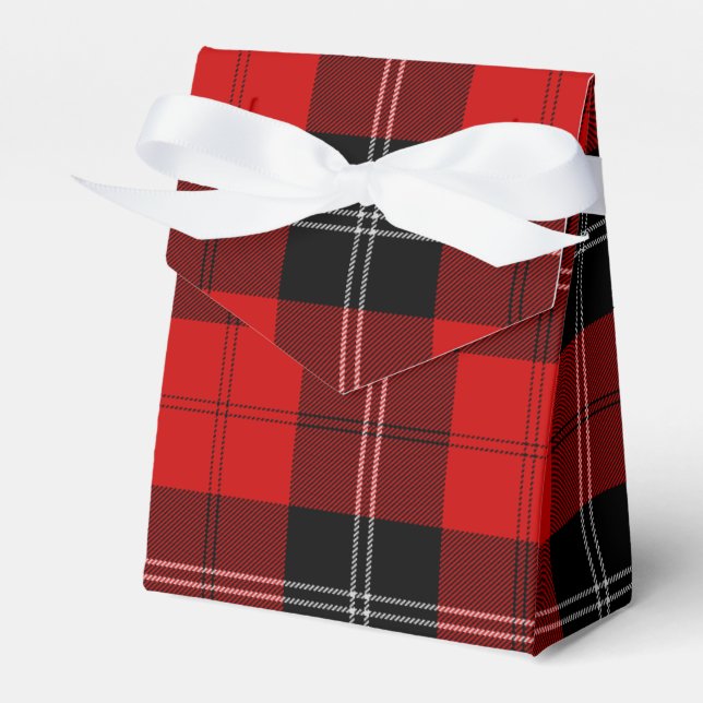 Ramsay tartan red black plaid favour box (Front Side)