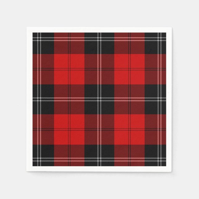 Ramsay tartan red black plaid napkin (Front)