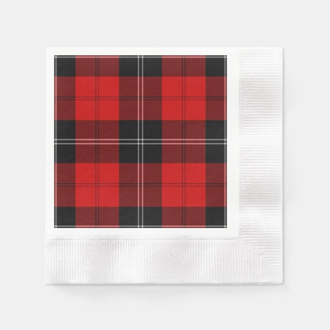 Ramsay tartan red black plaid napkin (Front)