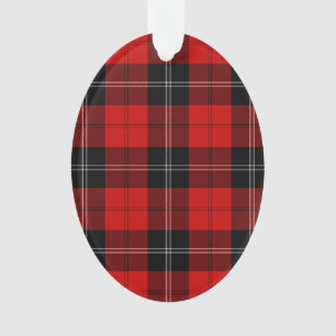 Ramsay tartan red black plaid ornament
