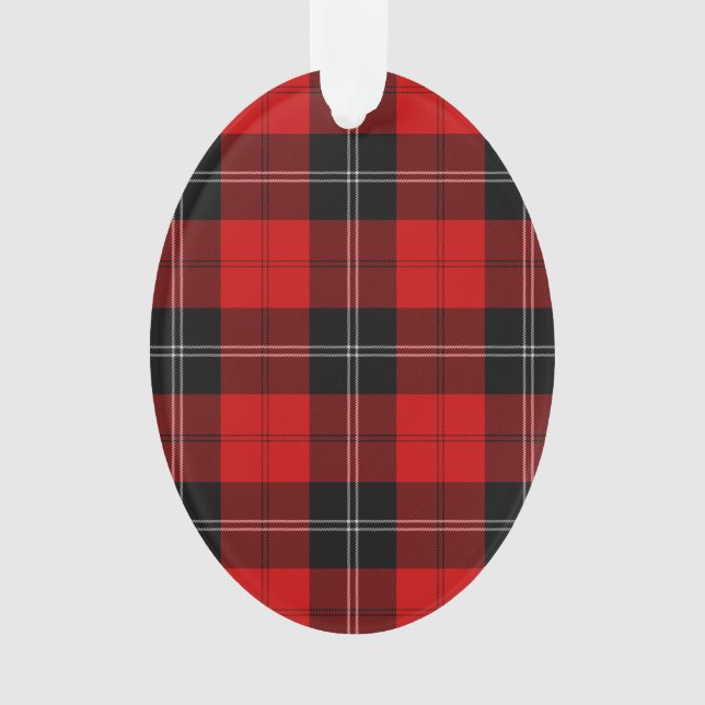 Ramsay tartan red black plaid ornament (Front)