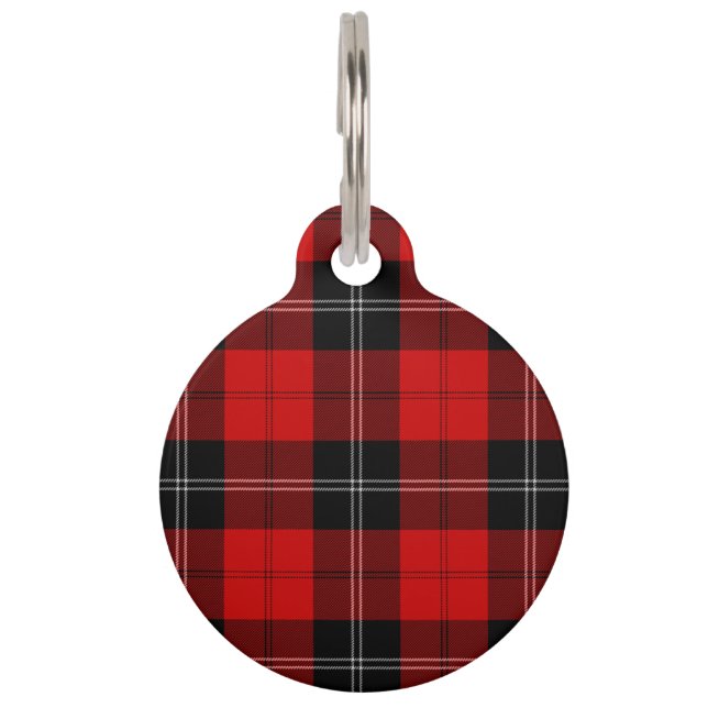 Ramsay tartan red black plaid pet tag (Front)