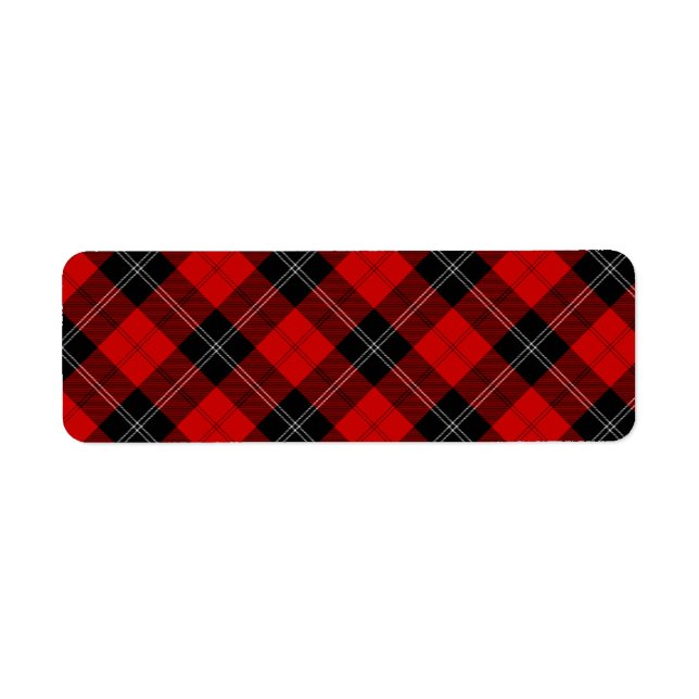 Ramsay tartan red black plaid return address label (Front)