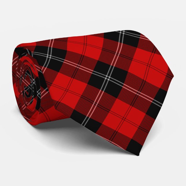 Ramsay tartan red black plaid tie (Rolled)