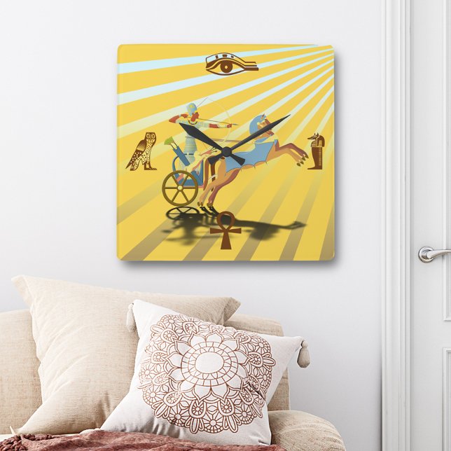 Ramses On His Chariot Square Wall Clock (Creator Uploaded)
