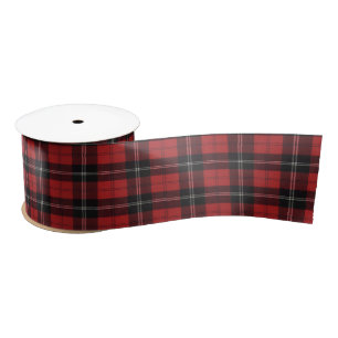 Ramsey Red Modern Scottish Tartan Satin Ribbon
