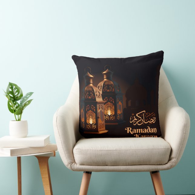 Ramzan Mubarak Islamic Throw Pillow with Colorful (Chair)