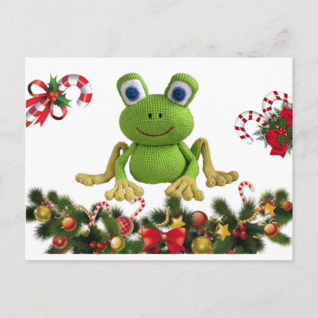 Rana de ganchillo para Navidad con sus dulces .... Postcard (Front)