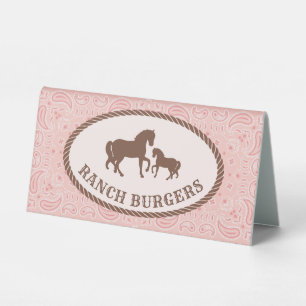Ranch Burgers   Cowgirl Party   Table Tent Sign