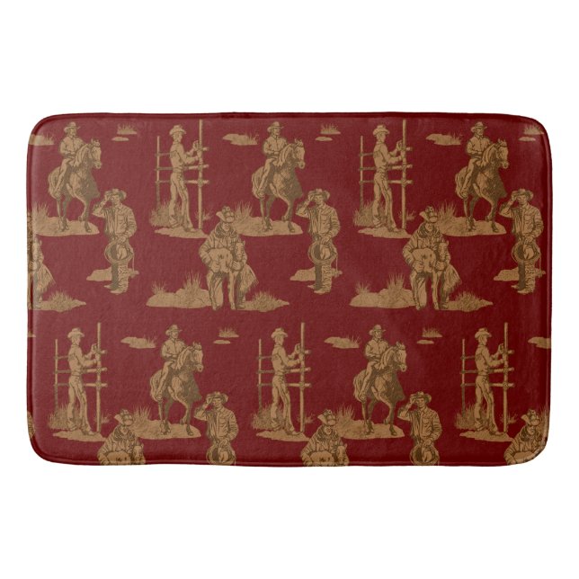 Ranch Cowboys Horse Calf Fence Bath Mat (Front)