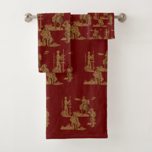 Ranch Cowboys Horse Calf Fence Bath Towel Set