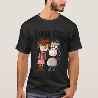 Ranch Girl with Horse boy T-Shirt