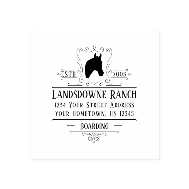 Ranch Horse Head Silhouette Return Address | Rubber Stamp (Imprint)