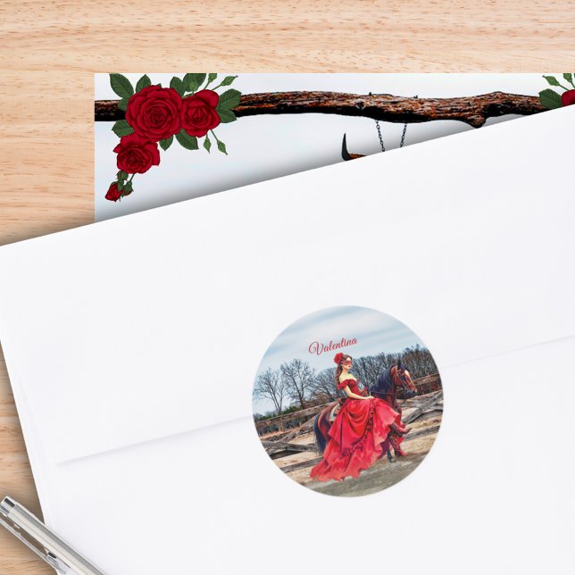 Ranch Masquerade Quinceañera 15th Birthday Classic Round Sticker (Ranch Masquerade Quinceañera Return Address Label)