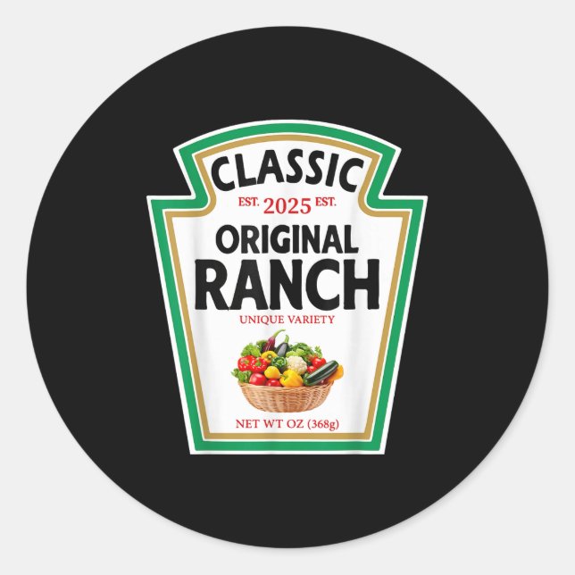 Ranch Sauce Green Salad Dressing Condiment Diy Hal Classic Round Sticker (Front)