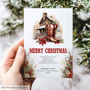 Ranch style Christmas greeting card editable