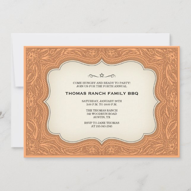 Ranch Style Light Brown Western Invitations (Front)